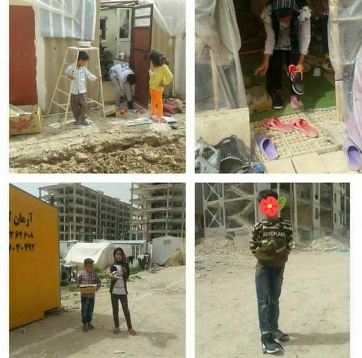 کمک به دانش آموزان زلزله زده سرپلذهاب با اهدای کفش و لوازم التحریر